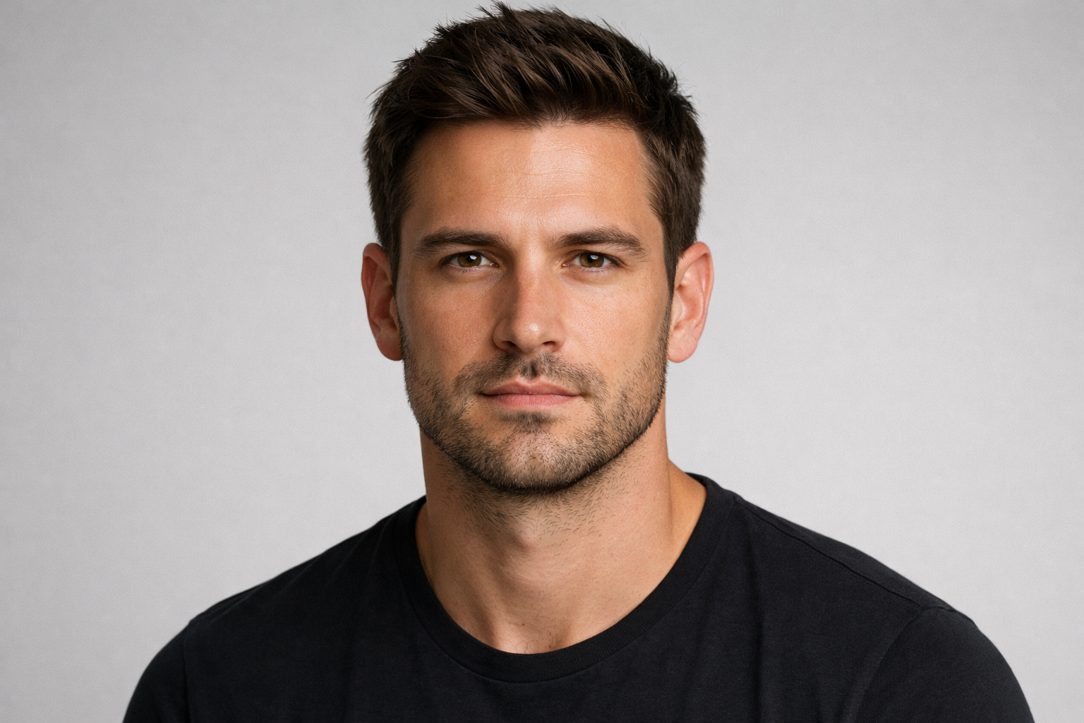 Male celebrity with defined oval face proportions