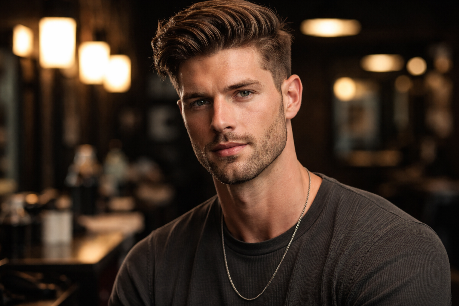Man with rectangle face shape and textured side-swept haircut