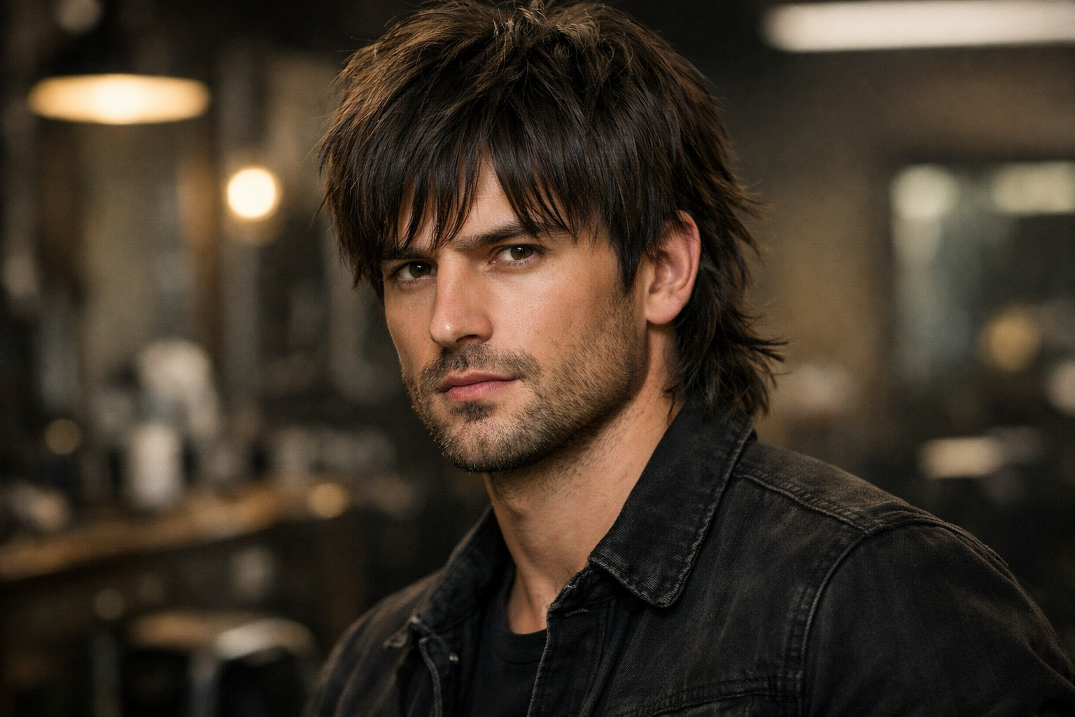 Man with wolf cut hairstyle — shaggy layered cut with textured ends